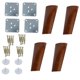 thumbnail image 1 of Patas de Madera Redondas de 4 Pulgadas para Muebles, Pies Oblicuos de Reemplazo para Sofás y Gabinetes, Ajustadores de Altura, 4 piezas, Color Nogal, 1 of 7