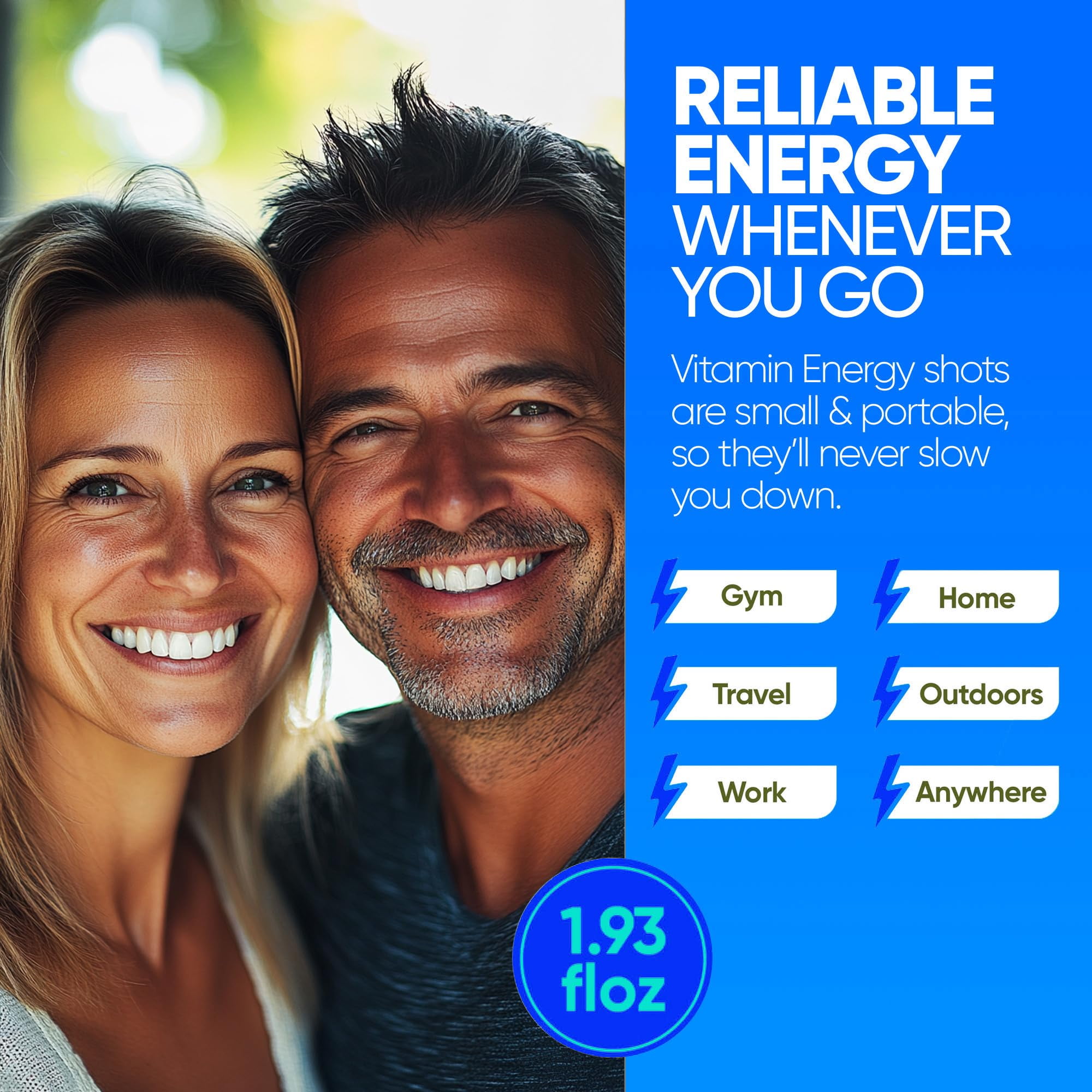 Vitamin Energy Immune+ Extra Strength Shot, Blue Raspberry, 12 Pack – 260mg Natural Caffeine, B-Vitamins & Citicoline, Zero Sugar, 1.93 fl oz