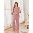 thumbnail image 4 of Ekouaer Maternity Nursing Robe Set 3 Pieces Sleeveless Top, Pregnancy Pants & Robe Double Layer Pajamas, 4 of 6