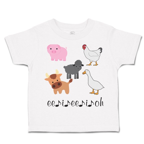 Toddler T-Shirt Barnyard Animals Ee Ii Oh Music Farm Boy & Girl Clothes Cotton Funny Tee A White 6 Months