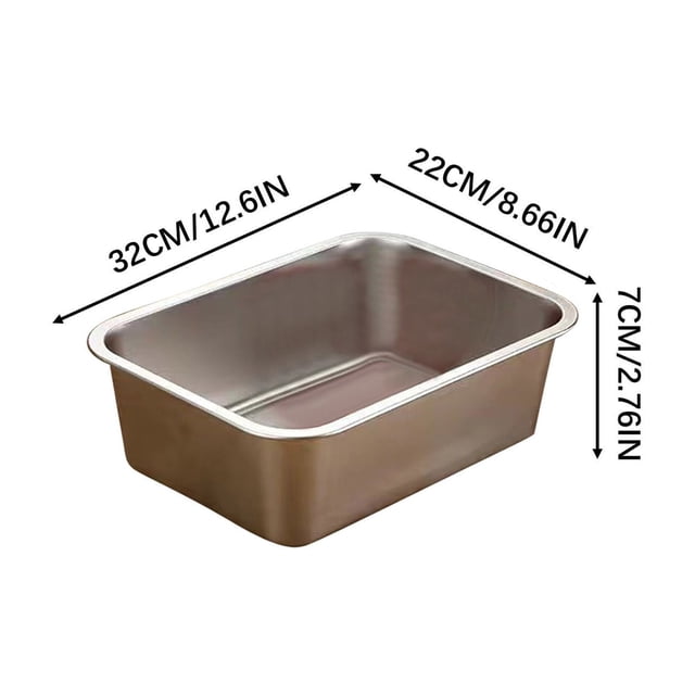 Caja de arena de acero inoxidable para gatos, inodoro metálico para gatos y conejos. Resistente a salpicaduras y antiadherente. Inodoro, resistente a la corrosión, fácil de limpiar, superficie lisa