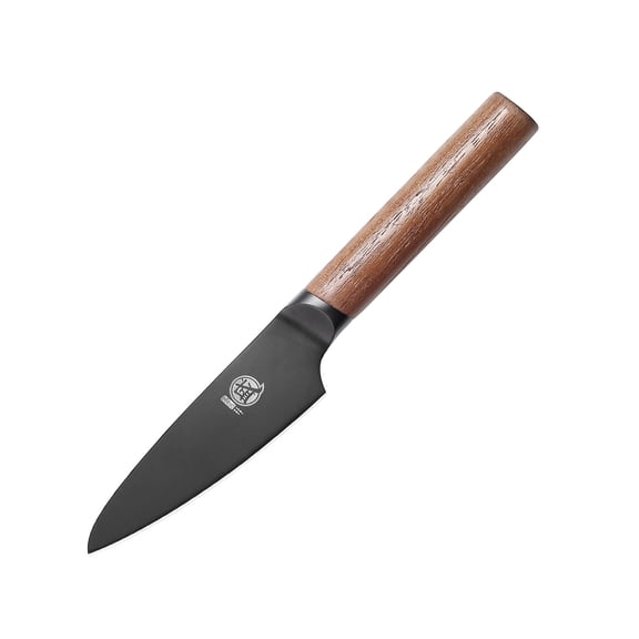 MITSUMOTO SAKARI 4.5 inch Japanese Paring Knife, Professional Black Titanium Coated Small Fruit Knife