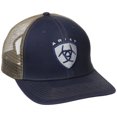 thumbnail image 1 of ARIAT Gorra ajustable con logo de escudo para hombre, malla con cierre a presión, color azul marino/bronceado, 1 of 1