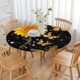 thumbnail image 6 of 44in Round Tablecloth with Elastic Edge, Waterproof Fitted Table Cover for 36-44" Tables, Floral Theme Polyester Reusable Table Cloths Wipe Clean for Picnic, Dining, Outdoor Use and Party Decor, 6 of 7