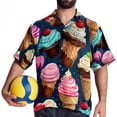 thumbnail image 4 of Ice Cream Men's Hawaiian Shirt, Button Down Poplin Short Sleeve Casual Summer Beach Printed Unisex Shirts, 4 of 6