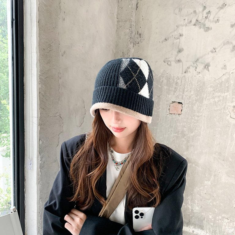 Short Fisherman Beanie Hat Wool Knit Cuff Winter Warm Unisex 3Pcs Short Fisherman Beanie Hat for Men Women, Wool Knit  main image 4