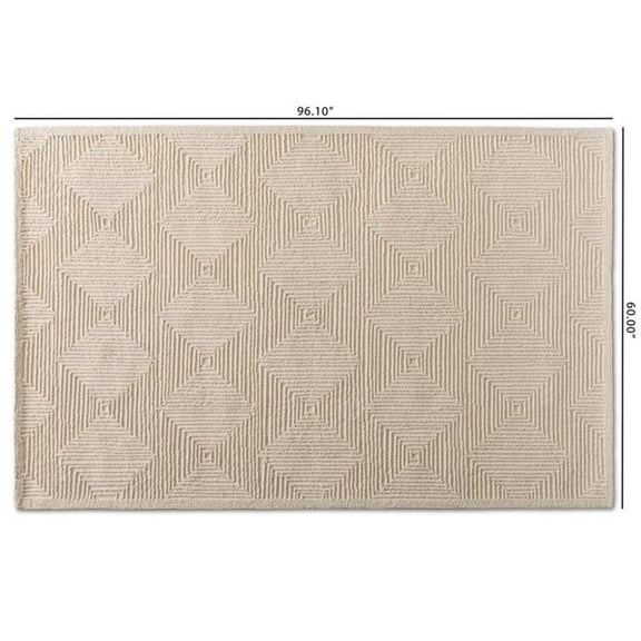 Bowery Hill Modern Ivory Hand-Tufted Wool Area Rug