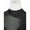 thumbnail image 5 of YONGHS Women's Rhinestone Ballet Dance Leotard Mesh Splice Long Sleeve Gymnastics Bodysuit Tops Black XL, 5 of 7
