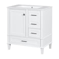 thumbnail image 6 of Modern Bathroom Sink Vanity 30" - White Solid Wood Frame Cabinet. Includes 3 Drawers & Door For Neat Cabinet Design With Wood. Features Sink, Soft-close Tidy, 6 of 7