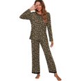 thumbnail image 4 of Ensemble de Pyjama pour Femmes à Manches Longues, Col Rond Doux, Fp-leopard Khaki, 4 of 5