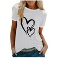 thumbnail image 2 of SMihono Hauts pour Femmes Été Décontracté Mode Féminine Décontracté Imprimé Col Rond Ample Manches Courtes T-shirt Pull Oversize T-shirt pour Femmes 2023, 2 of 4