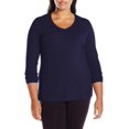 thumbnail image 2 of Just My Size OJ043 T-Shirts à Manches Longues Col en V 100 % Coton pour Femmes, Marine - 5TG, 2 of 5