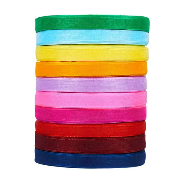 Rollo de cinta de organza Beadthoven, 10 rollos de 457,2 m, colores mezclados