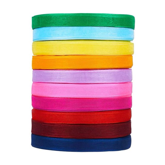 Rollo de cinta de organza Beadthoven, 10 rollos de 457,2 m, colores mezclados