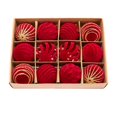thumbnail image 4 of 12 bolas rojas de 6 cm para de , decoración navideña, material flocado versátil para exhibiciones en centros comerciales y coronas., 4 of 8