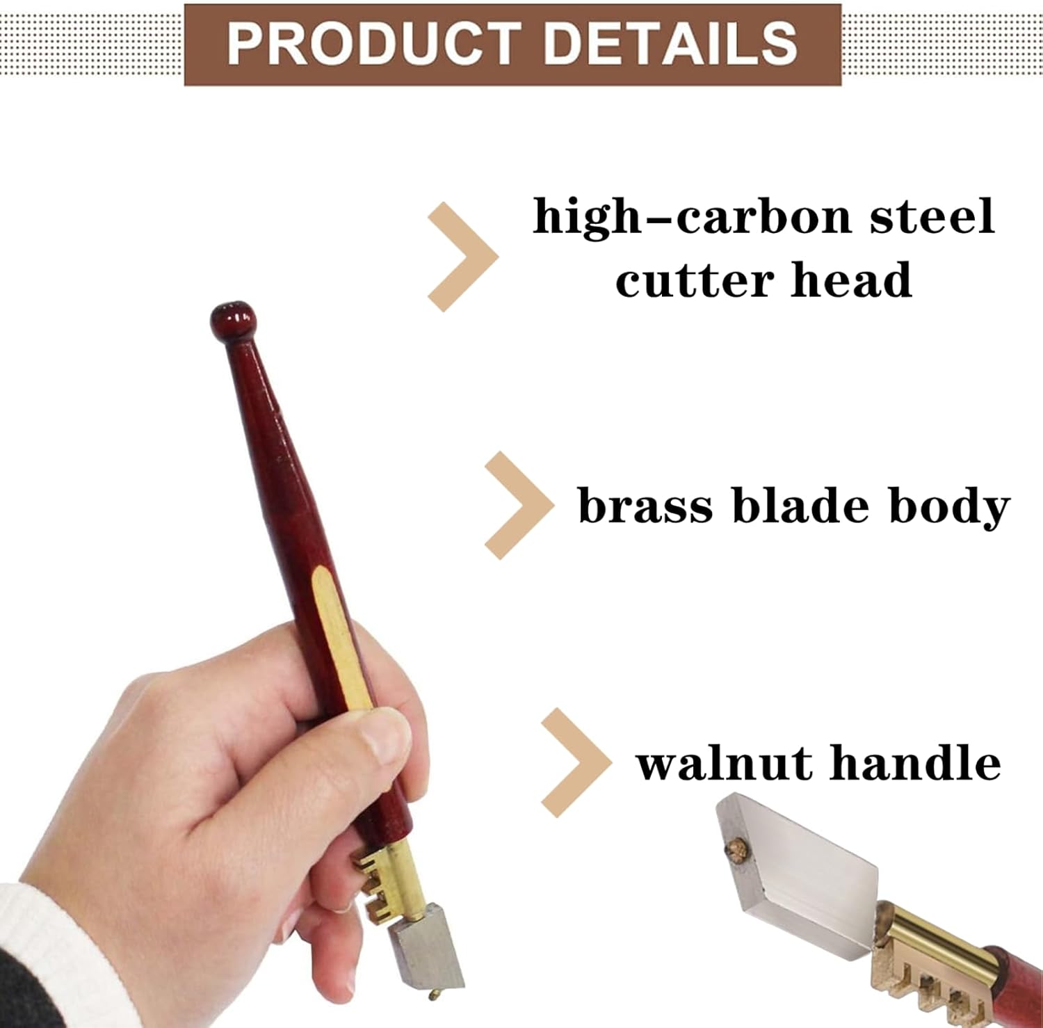 ABCISI Diamond Tip Glass Cutter, 2 Pieces Glass Cutting Tools, Professional Glass Cutting Kit with Wood Handle for Glass, Mosaic, Tiles, and DIY Projects