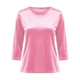 thumbnail image 4 of Women's Velvet Short Sleeve T-Shirt, Soft Crew Neck Casual Basic Top for Fall Winter Comfort Wear, 4 of 7