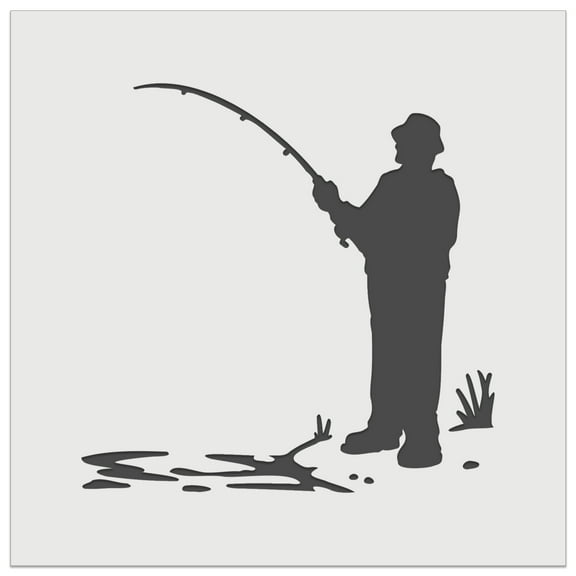 Fisherman with Rod Over Water DIY Cookie Wall Craft Stencil - 5.5 Inch