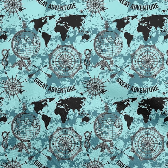 oneOone Rayon Arctic Blue Fabric Travel Diy Clothing Quilting Fabric Print Fabric By Yard 56 Inch Wide
