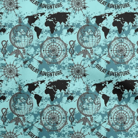 oneOone Cotton Flex Arctic Blue Fabric Travel Sewing Material Print Fabric By The Yard 40 Inch Wide