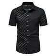 thumbnail image 1 of Penkiiy Chemise Homme Manches Courtes Sans Plis Boutonnée Imprimée Décontractée Été avec Poche Noir Liquidation, 1 of 4