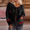 thumbnail image 2 of Sweater for Women Cherry Embroidered Lace Up Cardigan Cute Warm Knitted Trendy Outfits, 2 of 4
