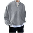 thumbnail image 4 of Baqcunre Oversized Sweatshirt,Zipper Solid Stand Collar Hoodless Pullover Loose Oversize Sweater Coat Sweatshirts for Men,Long Sleeve Shirts for Men Men's Fashion Hoodies & Sweatshirts Grey L, 4 of 6