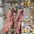 thumbnail image 5 of PuSpu 2-Pack Christmas Flying Birds Decor - Pink Foam Ornaments with Clip, Realistic Details for Tree/Branch Decoration, 5 of 6
