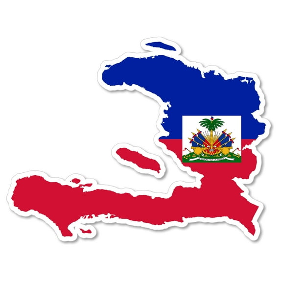 Haiti Flag Map Outline Vinyl Sticker Decal 4" Inches