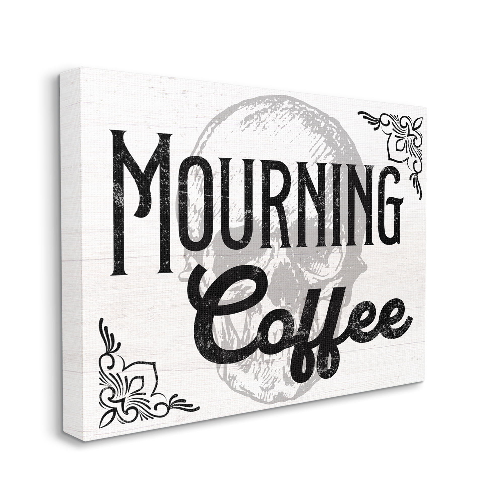 Stupell Industries Mourning Coffee Skull Holiday Painting Gallery Wrapped Canvas Art Print Wall Art, 30 x 24