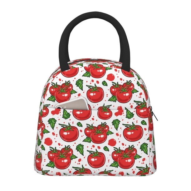 Fotbe Hand Drawn Tomatoes Bolsa de Almuerzo con Estampado, Lonchera Aislada, Contenedor de Comida Reutilizable Tipo Cooler a Prueba de Fugas