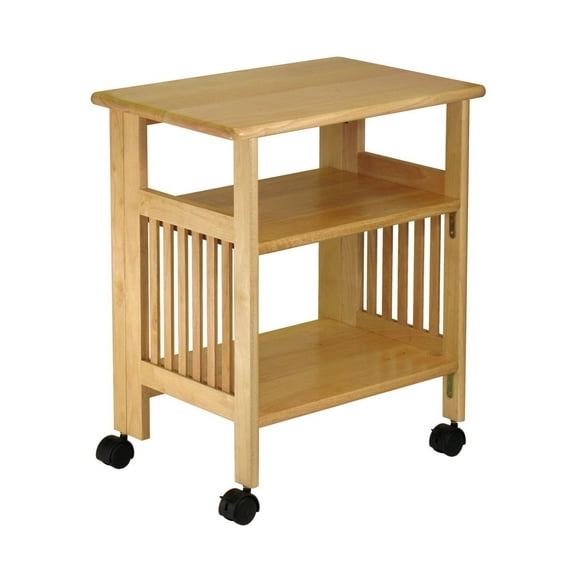 Printer Stand with Shelves; Foldable Media Cart; Solid Wood Printer Table for Office, Living Room, Kitchen; Mobile Printer Storage