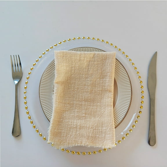 Knubmt Set of 6 Cotton Linen Napkins Square Rustic Dinner Cloth Napkins for Dinner, Wedding, Parties, 12.6"x12.6"
