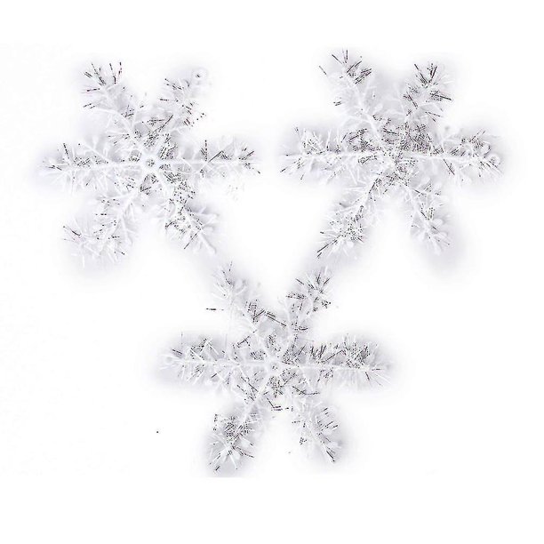 30 piezas de adornos colgantes de copos de nieve navideños de 11 cm (blanco)