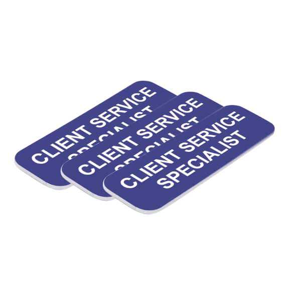 Client Service Specialist 1 x 3" Name Tag/Badge, Blue, (3 Pack)
