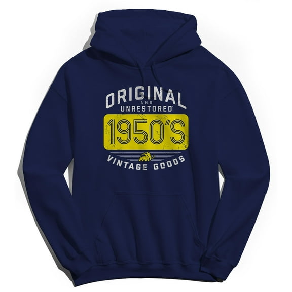 Original & Unrestored Built In The Fifty Graphic Navy Men's Cotton Pullover Hoodie