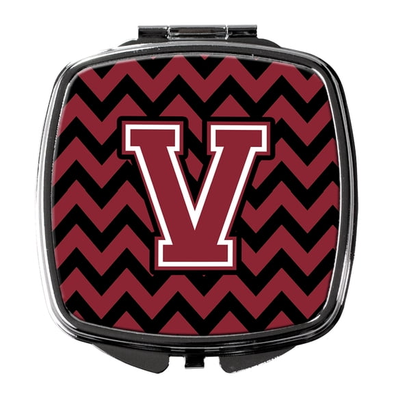 Letter V Chevron Garnet and Black Compact Mirror