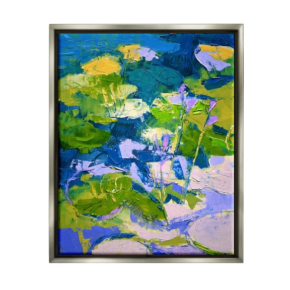 Stupell Industries Bold Pond Botanicals Lotus Flowers Painting Luster Gray Floating Framed Canvas Print Wall Art, Design by Dorothy Fagan