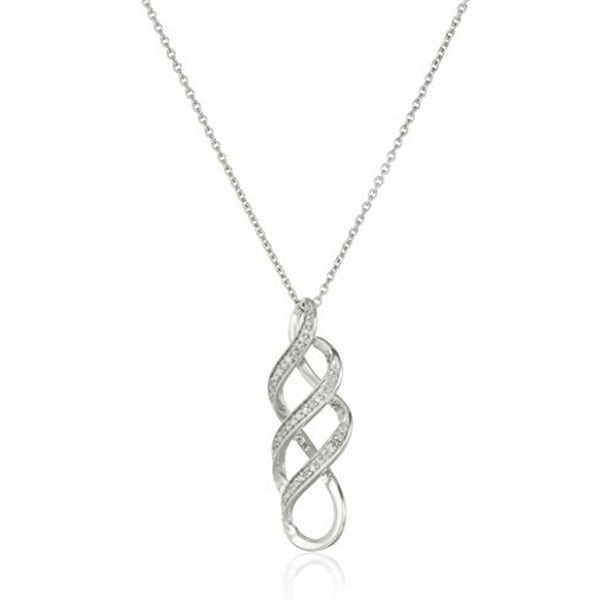 Sterling Silver Diamond Twist Pendant Necklace (1/10 cttw), 18