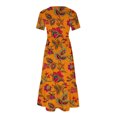 thumbnail image 4 of Robe d'Été pour Femmes 2024 Mode Grande Taille Manches Courtes Col Rond Ample Imprimé Couleur Longue Robe 50 % de Réduction Liquidation!, 4 of 4