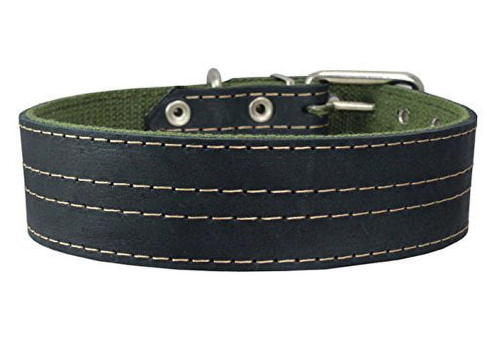 Genuine Leather Dog Collar 1.75" Wide Padded (Neck Circumference: 15"-18", Black)