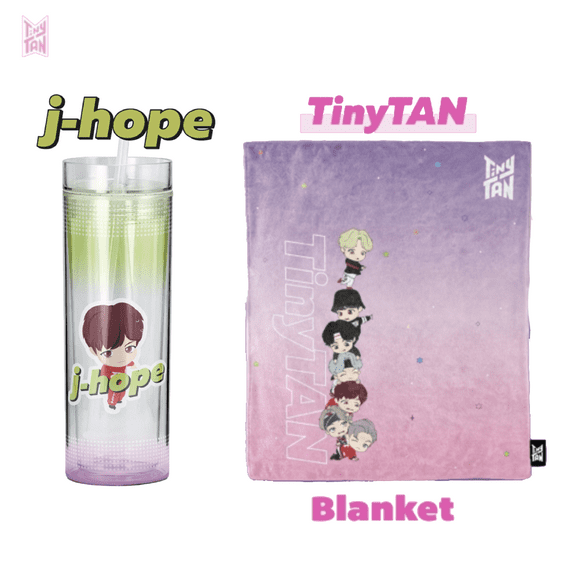 BTS TinyTAN Official BTS Ice Cup Tumbler 11.8 oz J-Hope w/ Piggyback Blanket