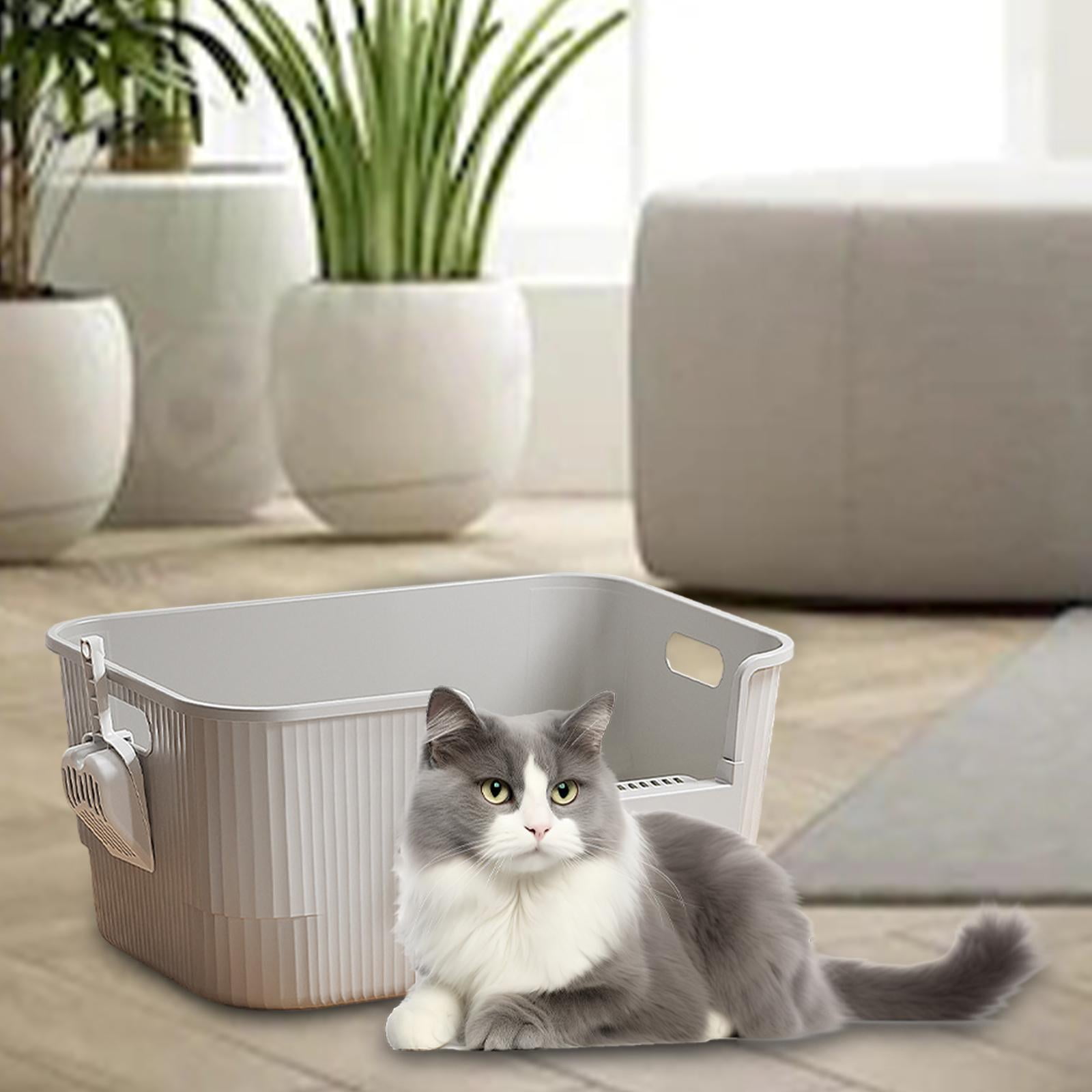 EHJRE Cat Litter Toilet Easy to Clean Portable Anti Splashing Low Entry Cat Toilet Sand Box for Small and Large Cats gray