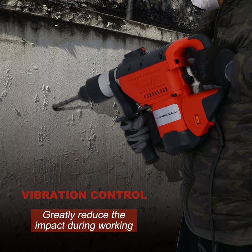 Rotary Hammer Drill, 12.5 Amp Corded Drills, Heavy Duty Chipping Hammers w/Vibration Control, Power Tool For Concret, Drill Bits and Chisels Included