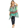 thumbnail image 5 of Sakkas Aymee Women's Caftan Poncho Cover up V neck Top Lace up With Rhinestone - FOM223-Multi - One Size Regular, 5 of 5
