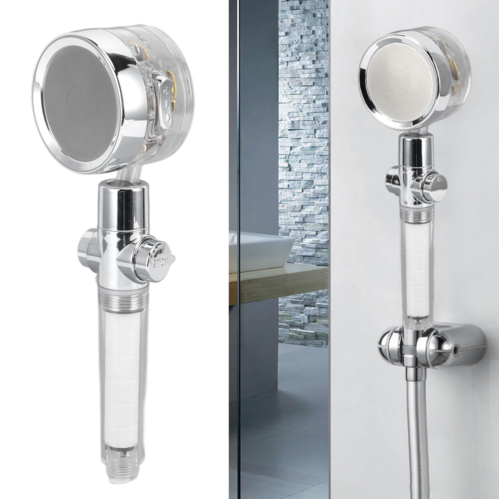 FAGINEY Propeller Shower Head Vortex Hydro Jet 360° Rotating Handheld