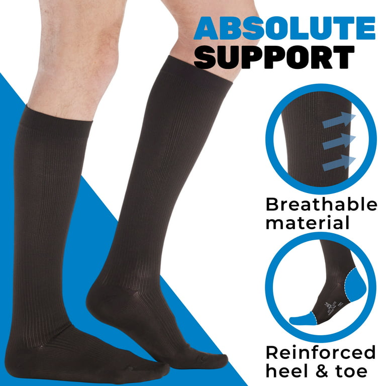 Made in USA - Mens Compression Socks 20-30mmHg Varicose Veins - Brown,  X-Large 