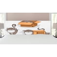 thumbnail image 1 of Cat Headboard, Cartoon Cat Trying Fit Different Sized Cardboard Boxes Domestic Companion, Upholstered Decorative Metal Bed Headboard with Memory Foam, King Size, Sand Brown Warm Taupe, by Ambesonne, 1 of 4