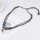 thumbnail image 4 of Boho Wolf Tooth Pendant Necklace Vintage Tribal Double Layered Black Braided Beaded Choker Unisex Jewelry Accessories, 4 of 5