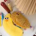 thumbnail image 3 of Caja de lápices con cremallera para ropa, creativa, linda, novedosa, divertida, con cara de simulación de comida, fruta, muslo de pollo, plátano amarillo, superficie suave y rellena, 3 of 4